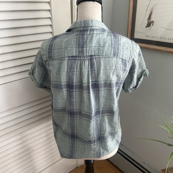 TOAD & CO Shirt Womens Medium Blue Plaid Casual Camp Organic Cotton Sustainable - Picture 5 of 10